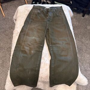 We The Free Barrel Olive Button-Fly Pants